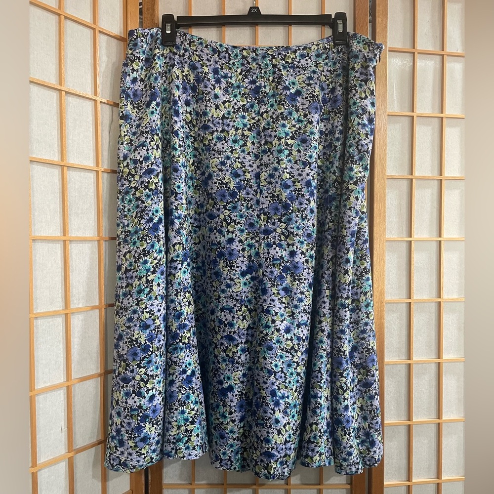 Christopher & Banks Blue Purple Midi A-Line Skirt
